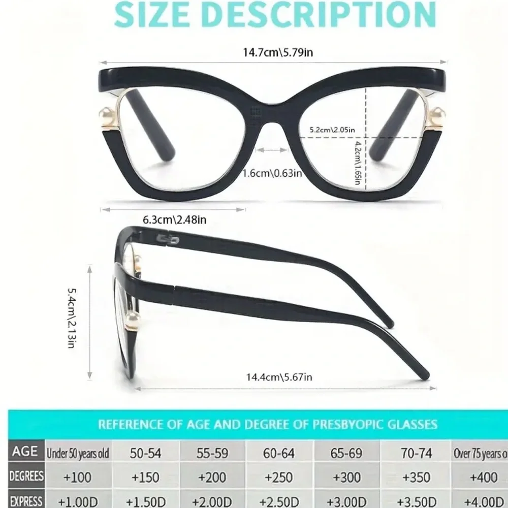 🆕 Purple Reading Glasses with Pearl Decoration